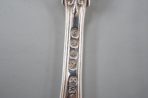 A set of nine early Victorian silver Queen's pattern dessert forks, William Eaton, London, 1837, 18oz.